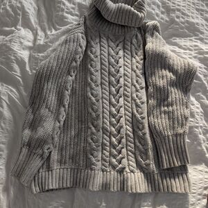 GAP Oatmeal Colour Cable Knit Turtleneck Sweater